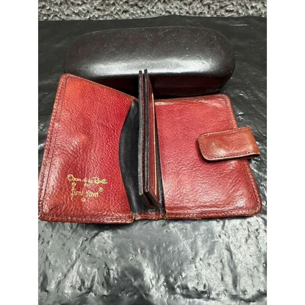 Vintage Oscar De La Renta‎ Bond Street Men's Leather Embossed Wallet Brown